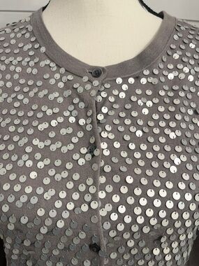 J. Crew Gray Sequin-Embellished Cardigan